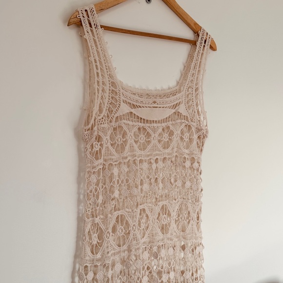 Crocheted unique Irish lace overlay tank top - cotton - Size L - no tags - Picture 7 of 8